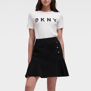NWT DKNY Peplum Mini Skirt Buttons Piping